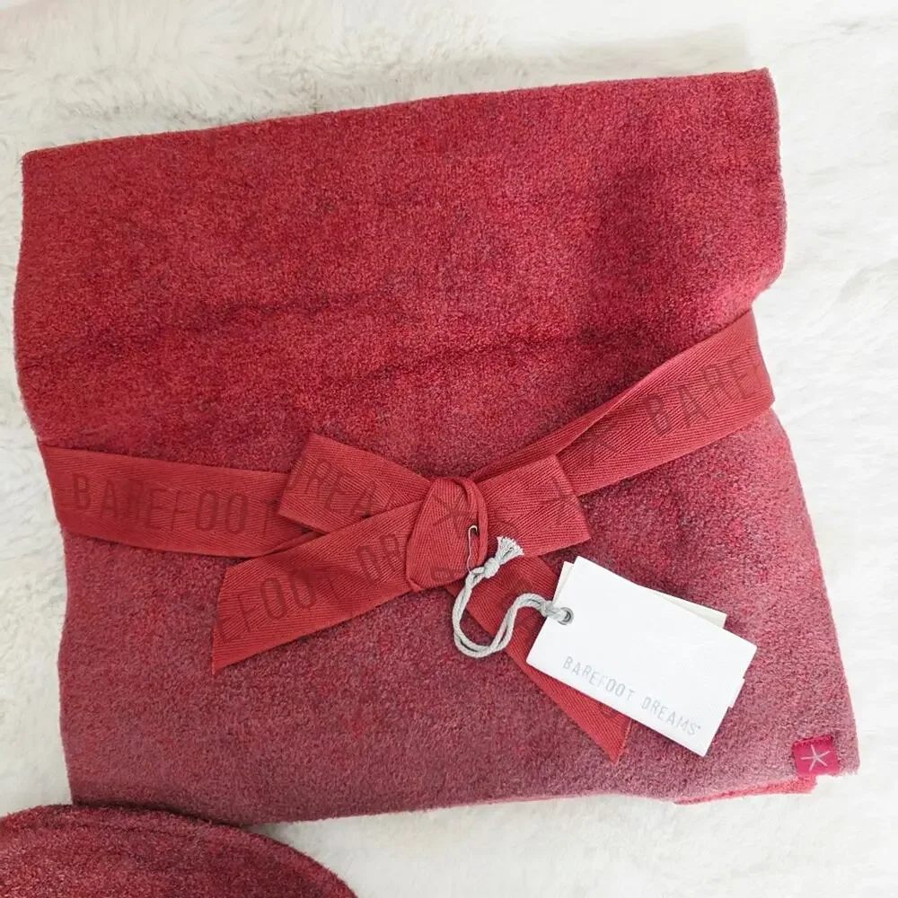 Barefoot Dreams CozyChic Lite Crimson Confetti Beanie & Scarf Set NWT